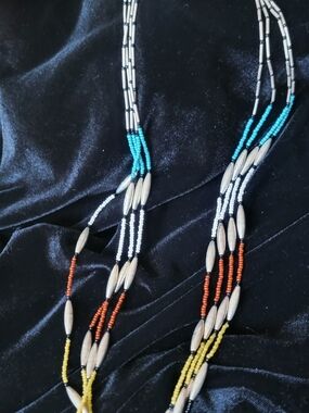 Handmade Vintage Beaded Mexican Sterling Silver Necklace